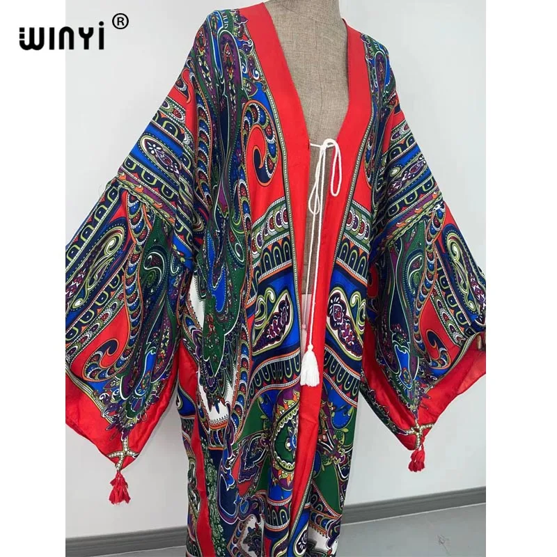 2021 winyi cotton bikini sweet lady pink boho Cardigan stitch Cocktail sexcy Boho Maxi Holiday Batwing Sleeve KIMONO Robe