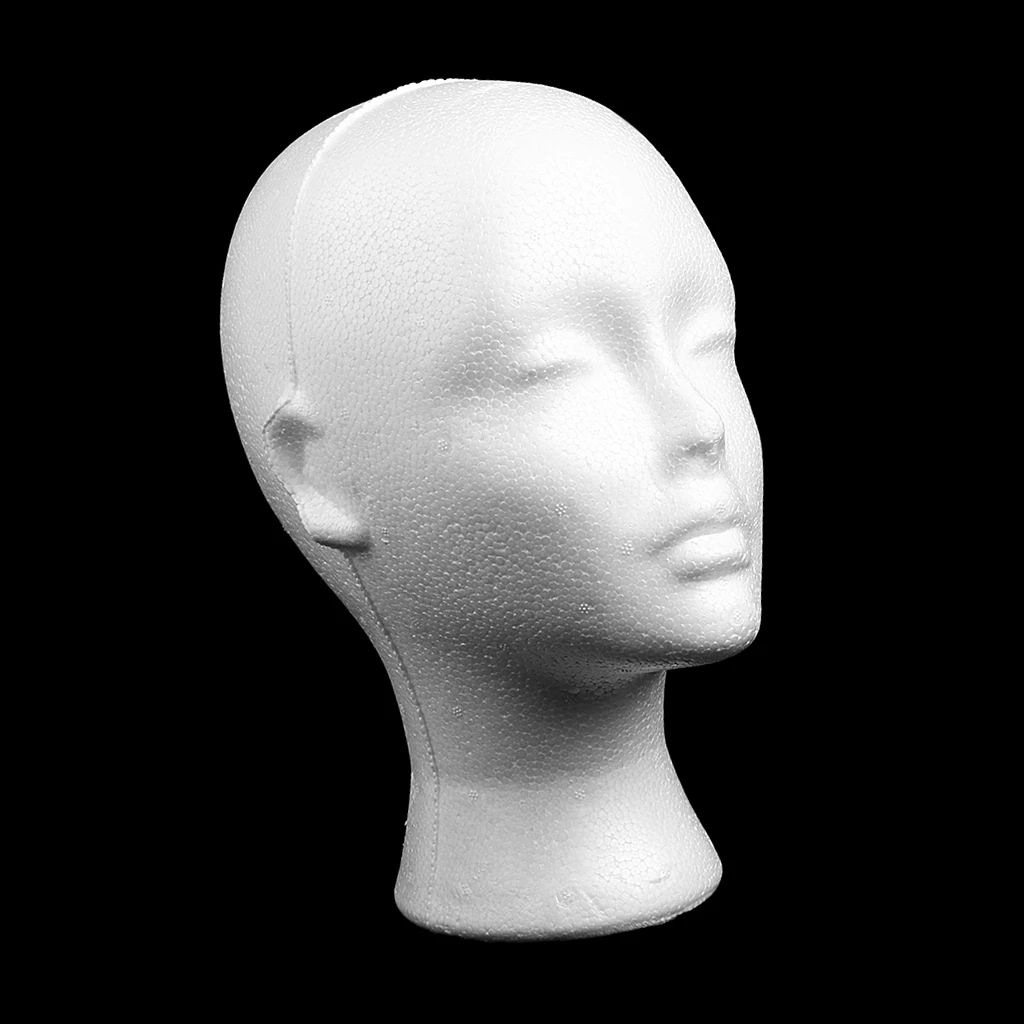 Female Foam Mannequin Head Model Hat Wig Display Stand Rack white