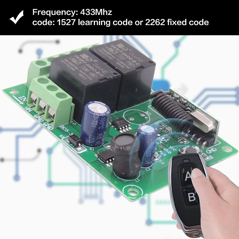 Uniwersalny bezprzewodowy pilot zdalnego sterowania 433 MHz DC 24V 2CH rf przekaźnik-odbiornik i nadajnik do uniwersalnego sterowania bramą garażową