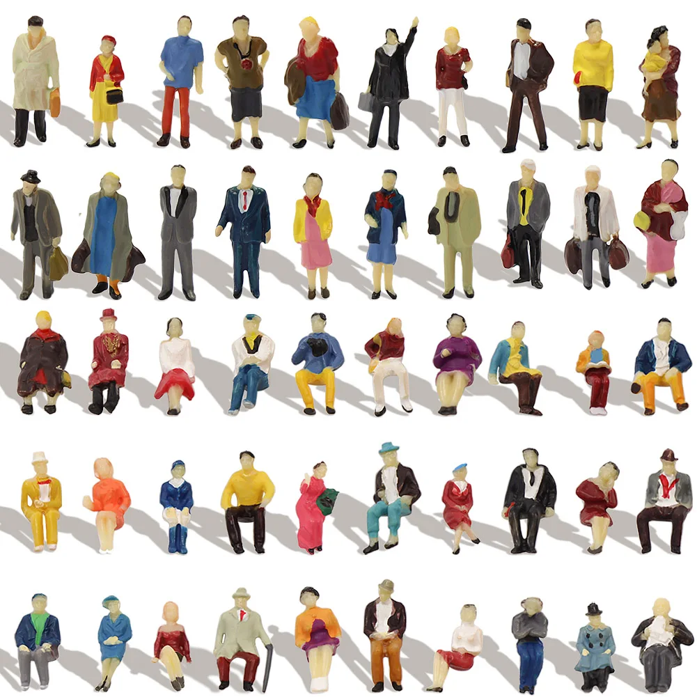 Evemodel Model Trains Well Painted HO Scale Seated Standing People 1:87 Figures Passengers P8715