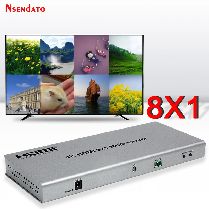 

HDMI Quad Multi Viewer 4k 8X1 Video Switcher 8 In 1 Out HDMI Seamless Switch Multi-Viewer PIP Display Screen Divider Converter