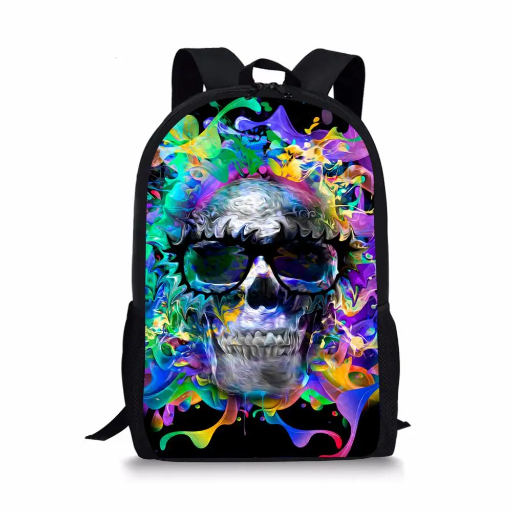 Mochila escolar con estampado 3D de calavera para niños y niñas, conjunto de bolsas para volver a libros, elegante, básica