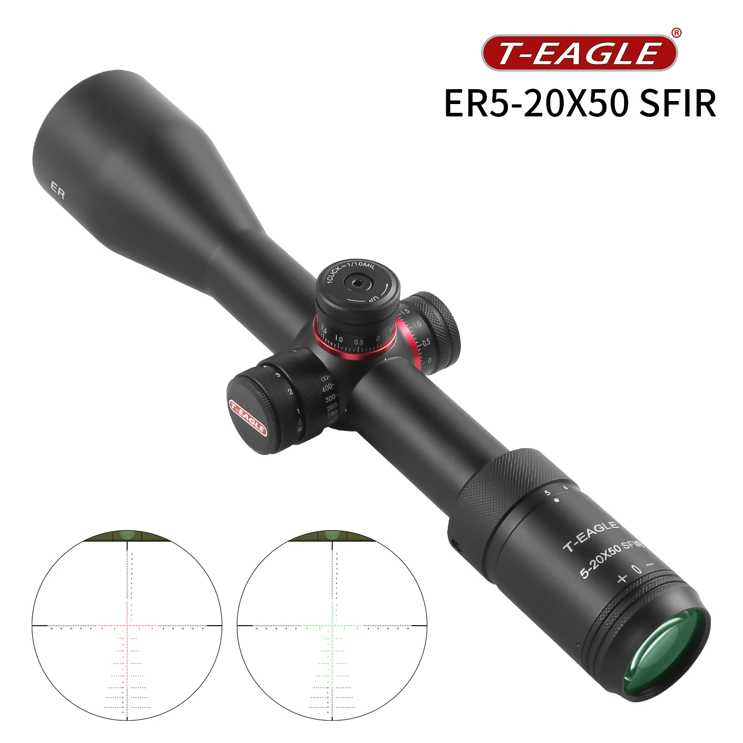 Tactical Riflescope Spotting Scope for Rifle Hunting Optical Collimator Airsoft Sight Etched Glass Red Green Cross ER5-20X50SFIR