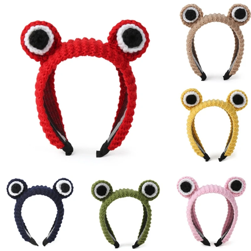 

Cartoon Animal Headband Knitted Frog Hair Hoop Halloween Party Wear Hairband Wash Face Hairband Creative Party Costume