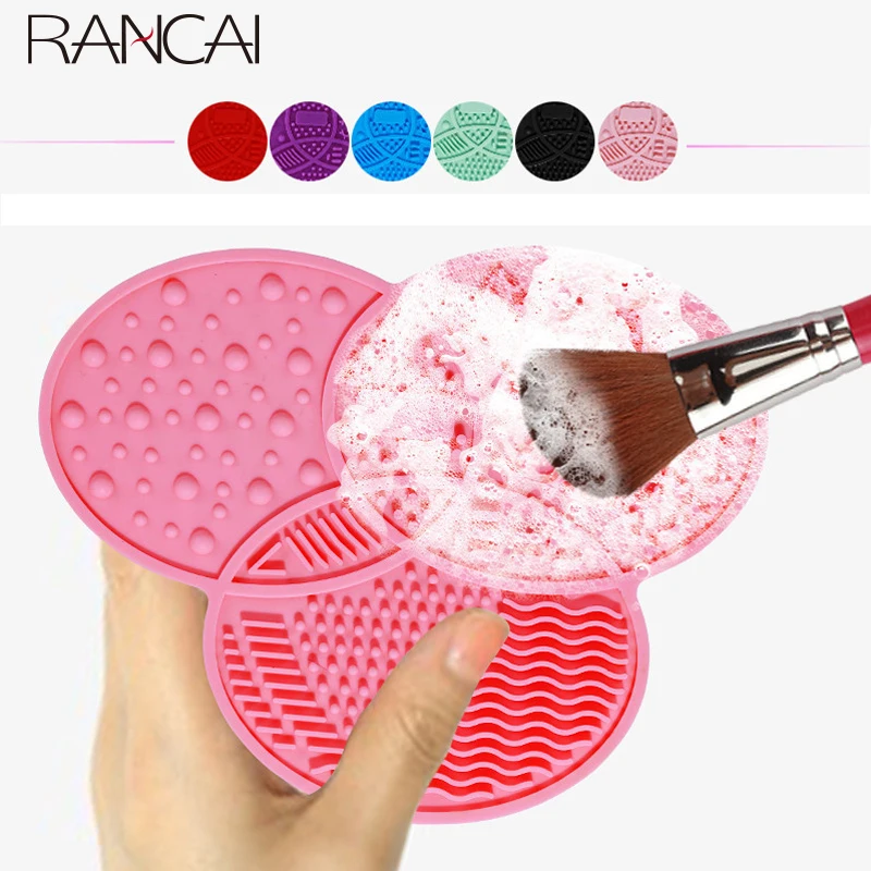 RANCAI silikon makyaj fırçası temizleme Mat makyaj fırçası temizleyici ped kozmetik taşınabilir yıkama aracı Scrubber vantuz ile