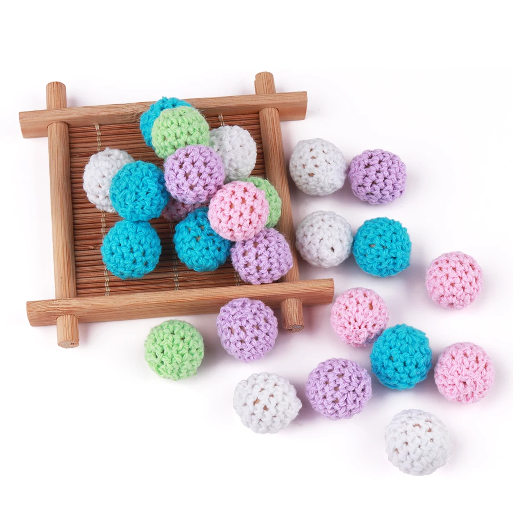 TYRY.HU 10Pcs Wooden Chewable Beads 16mm Baby Teether Toys  DIY Craft Jewelry Crochet Beads Pacifier Chain Accessories