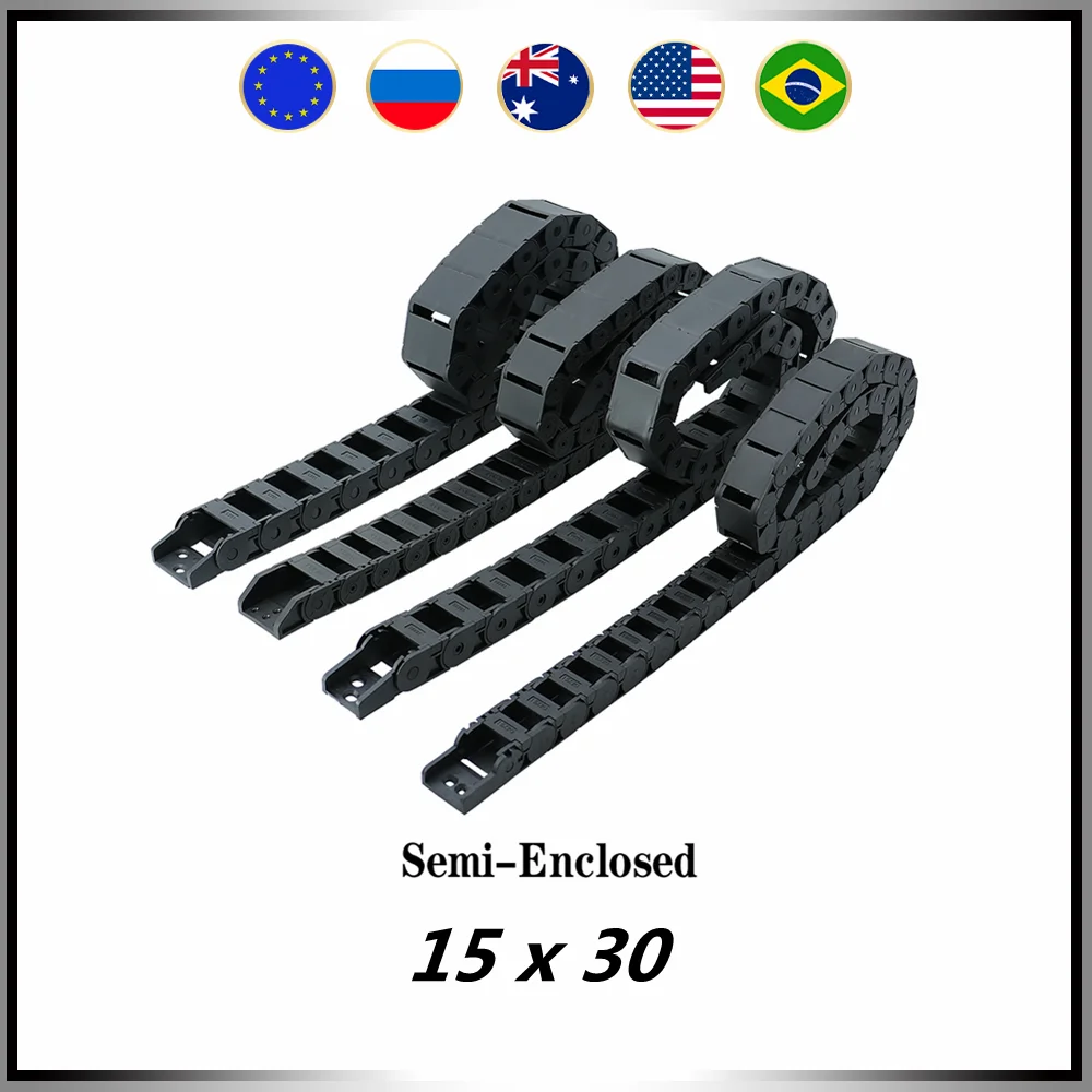 15X30มม.15*30มม.L1000mm สายลากสายไฟ End Connectors กึ่งล้อมสำหรับเครื่อง CNC Router เครื่องมือ