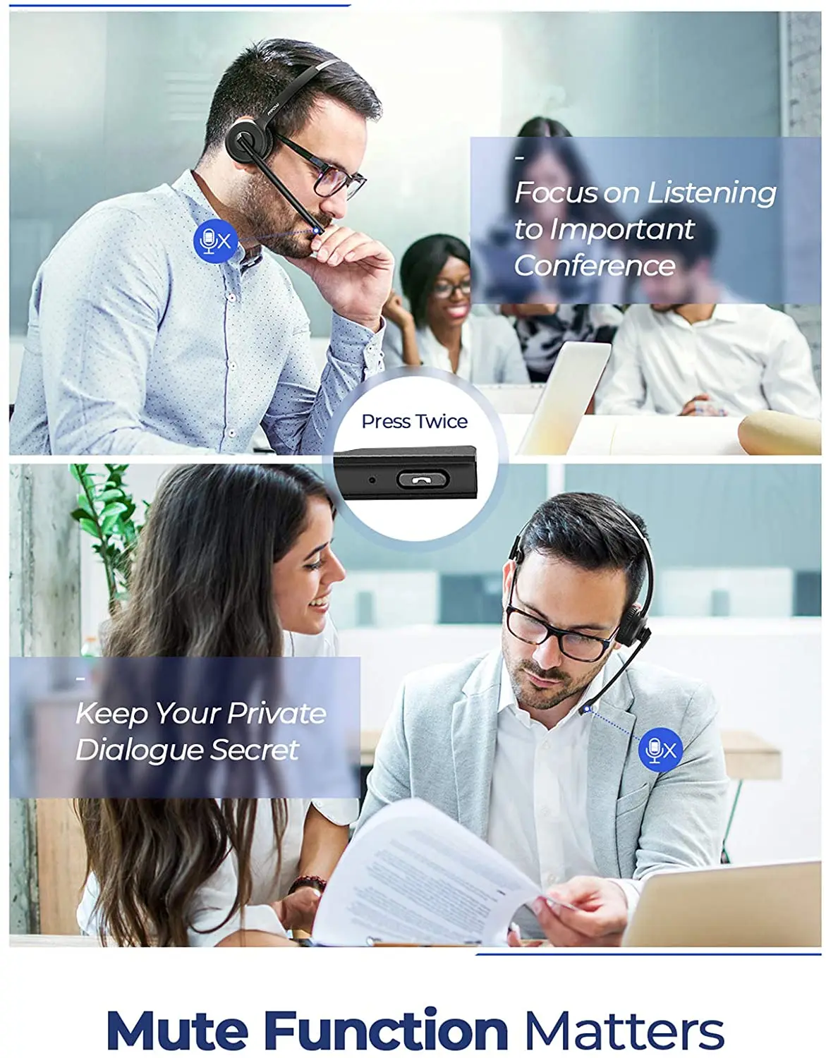 سماعات بلوتوث للمكتب Mpow BH231 مع حامل للشحن سماعة رأس لاسلكية مع ميكروفون للحد من الضوضاء سماعات رأس جديدة