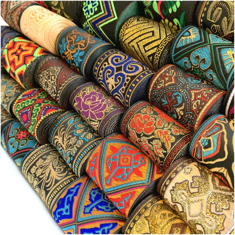 ZERZEEMOOY HOT 3 Yards 50mm Vintage Ethnic Embroidery Lace Ribbon Boho Lace Trim DIY Clothes Bag Accessories Embroidered Fabric