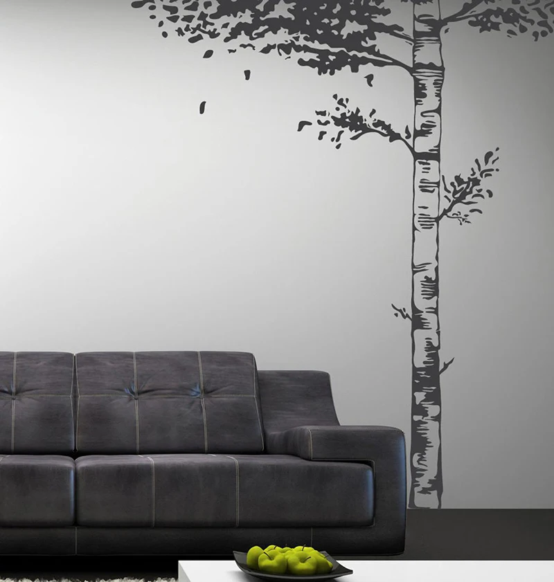 Large Realistic Birch Tree Leaf Wall Sticker Jungle Forest Tree Nature Wall Decal Playroom Bedroom