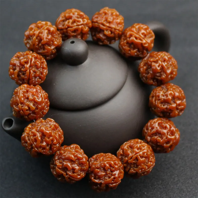 Wholesale Nepal five diamon bodhi hand string natural paste beads bracelet men's Rudraksha play jewelry 3 old material