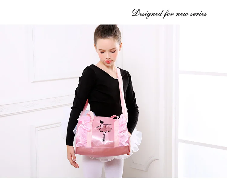 Bolsas de Ballet de bailarina para niñas, bolso de mano para niños, bolsa de baile bordada de encaje con volantes, bolsa de gimnasia de baile de Ballet para niños, moda