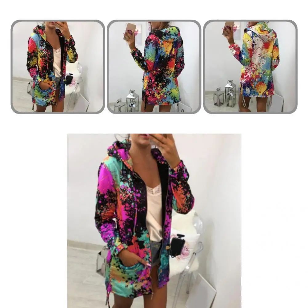 Printed Windbreaker Lightweight Colorful Women Sweatshirt for Going Out