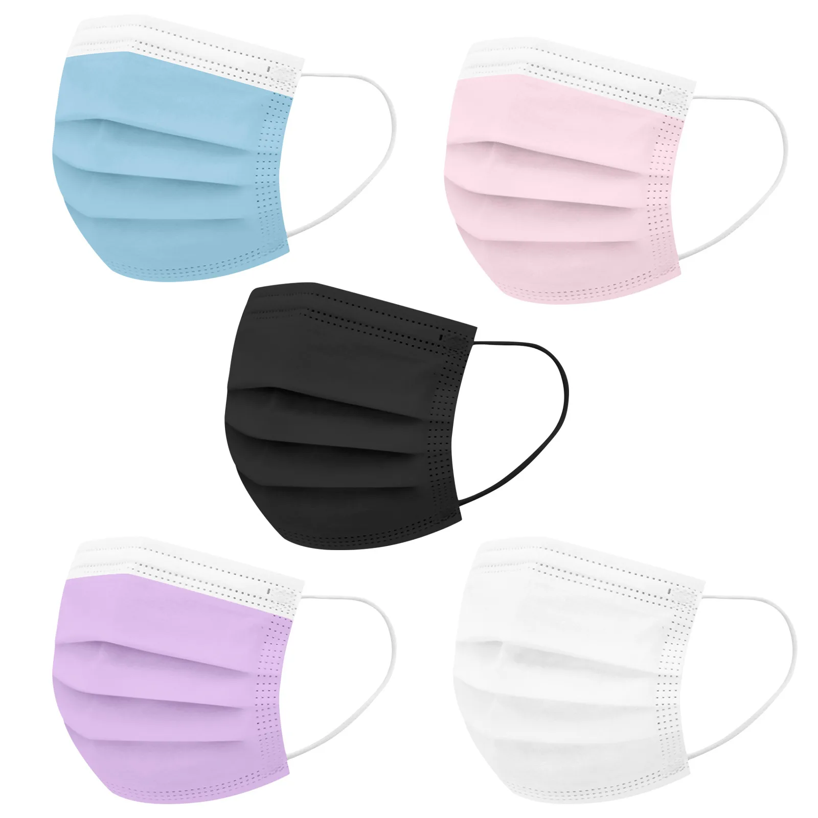 50PCS Adult Disposable Protective Mask 3 Layers Dustproof Facial Protective Face Cover Masks 5 Colors Mixed  Mouth Masks