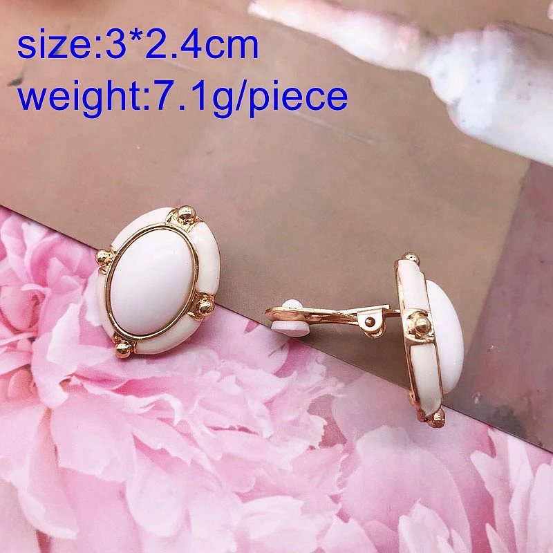 White Ivory Round Drop Oval Party Wedding Earrings French Drip Glaze Statement Elegant Jewelry