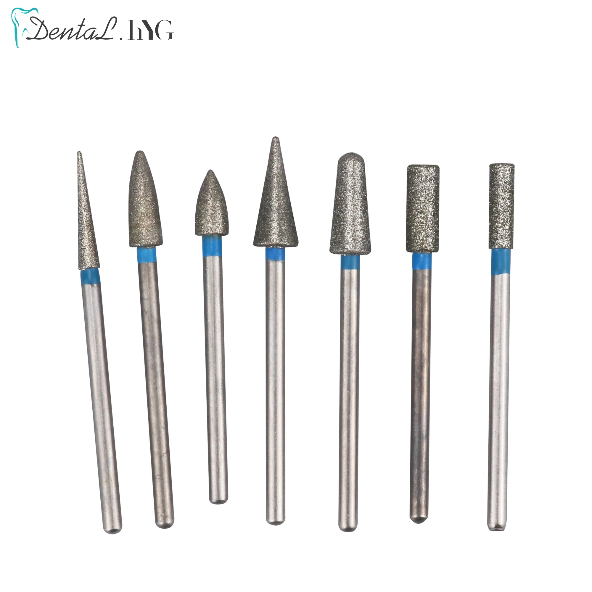 7pcs/lot Dental Lab Diamond Low Speed Polishing Grinding Head Burs Tools Abrasive Tips Materials For Crowns & Removable Denture