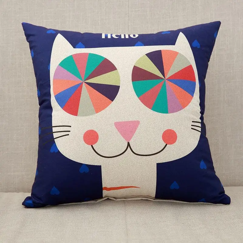 Cartoon Cat Cushion Cover Pillow Case Giraffe Throw Pillow Case For Sofa Elephant Decorative Pillowcase funda cojin kussenhoes