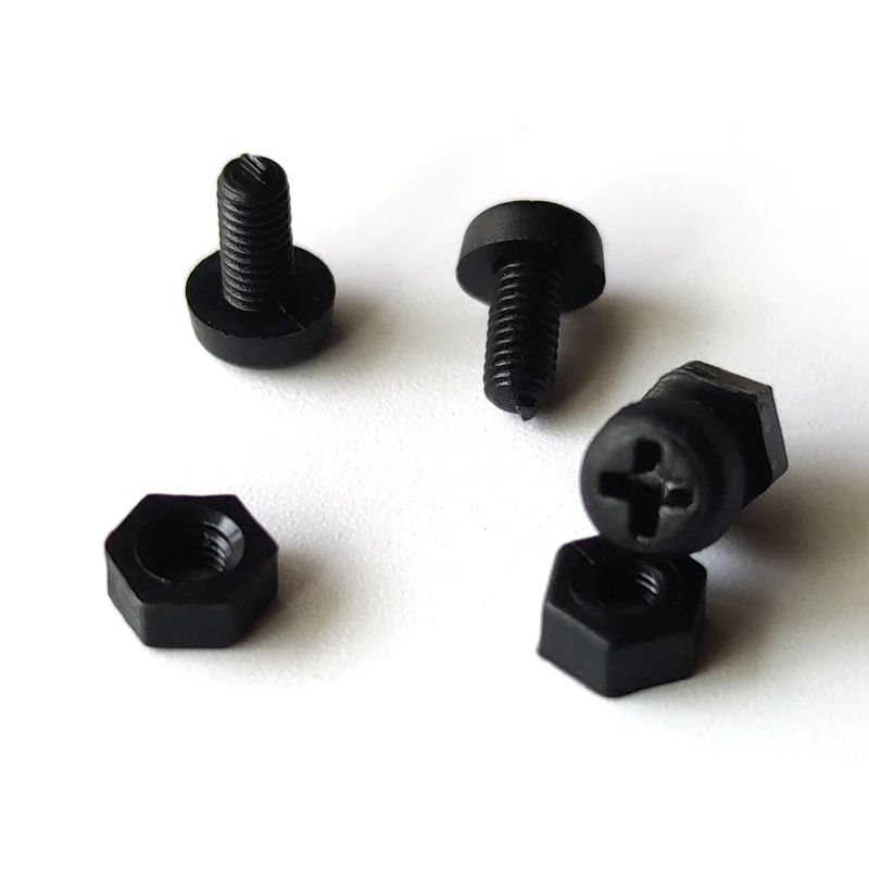 50 Sets M3 Black Nylon Stainless Steel Cross Recessed Pan Head Screws With Nut Phillips Screws Set M3*6mm