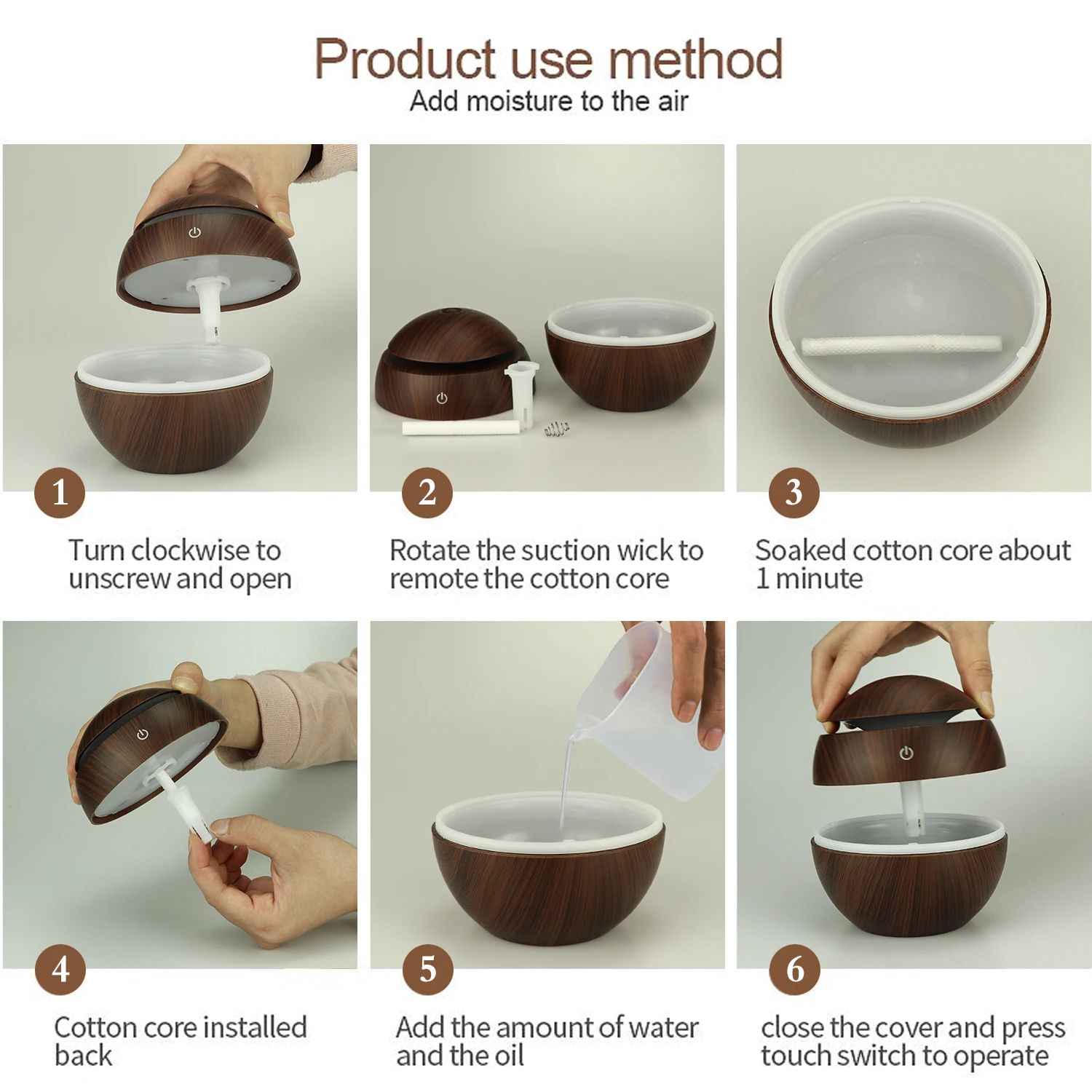 새로운 미니 가습기 USB 아로마 기관총 Usb 충전 소형 휴대용 공기 청정기 7 색 변경 LED 야간 조명 사무실 홈