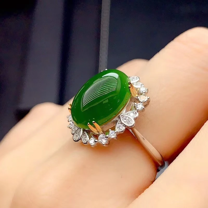 KJJEAXCMY fine jewelry 925 sterling silver inlaid natural Jasper ring new female jade gemstone ring elegant support test