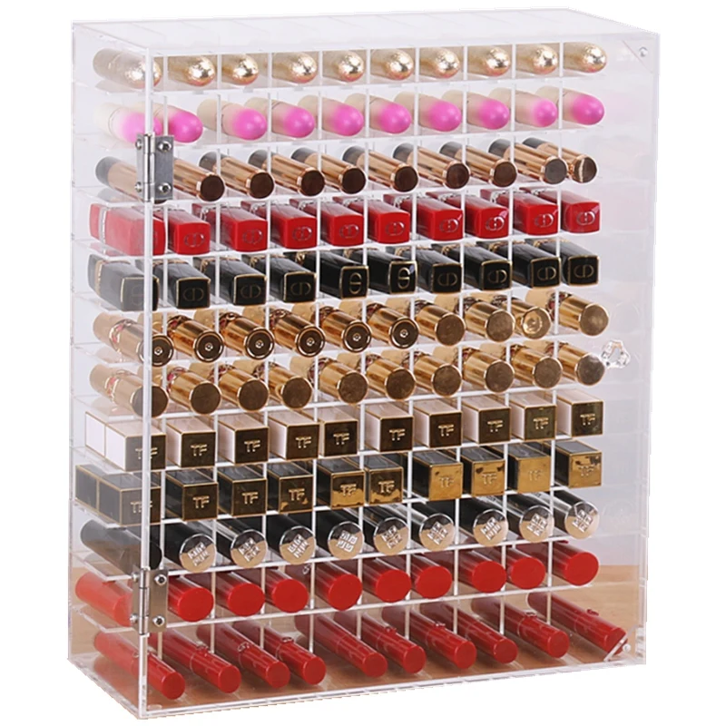 Lipstick Organizer Box Dressing Table Transparent Acrylic Storage Holder Desk Tidy Bracket Large Makeup Cosmetic Organizer Stand