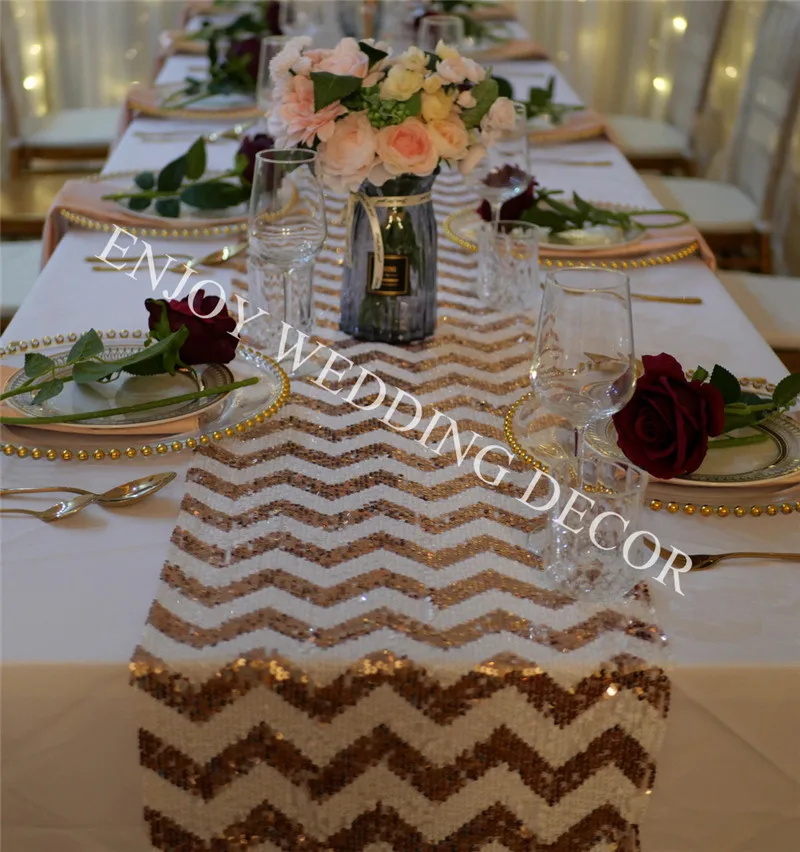 

5pcs YHR#102 light gold sequins table runner for any events decoration, customized size available