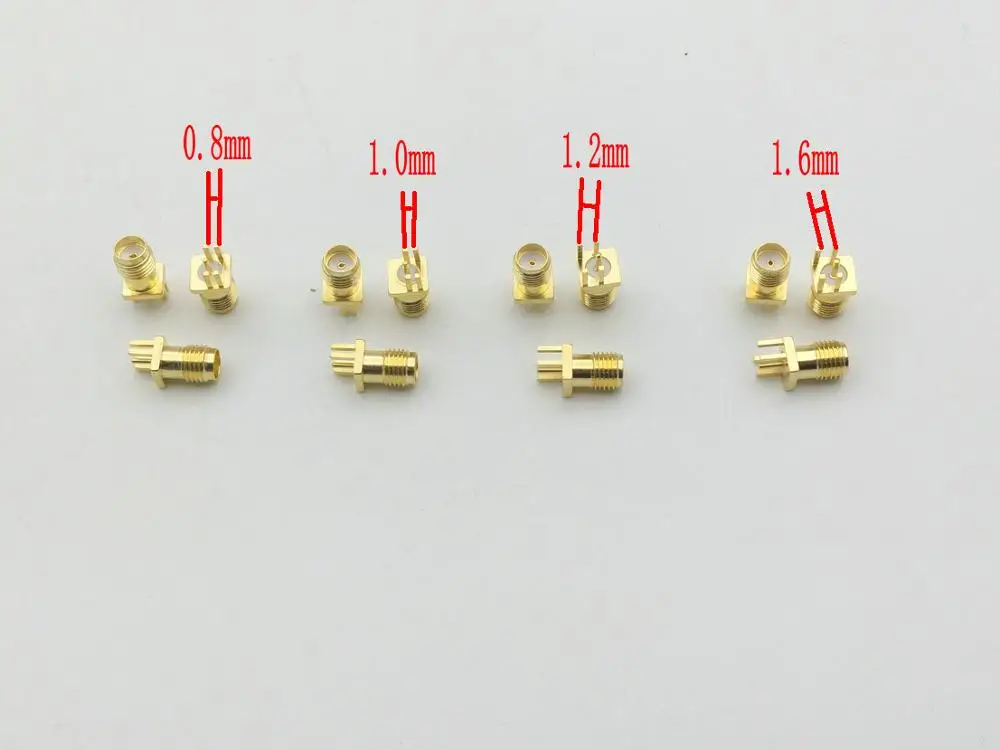 100Pcs Gold SMA female jack solder PCB clip 0.8mm 1.0mm 1.2mm 1.6mm ge mount RF connector