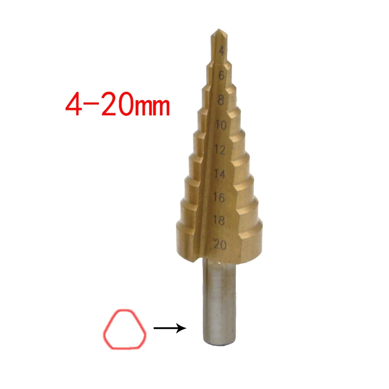 Juego de herramientas de corte de broca de Metal recubierto de titanio, cono de paso grande, cortador de agujeros, 4-12mm, 4-20mm, 4-32mm, HSS4241,