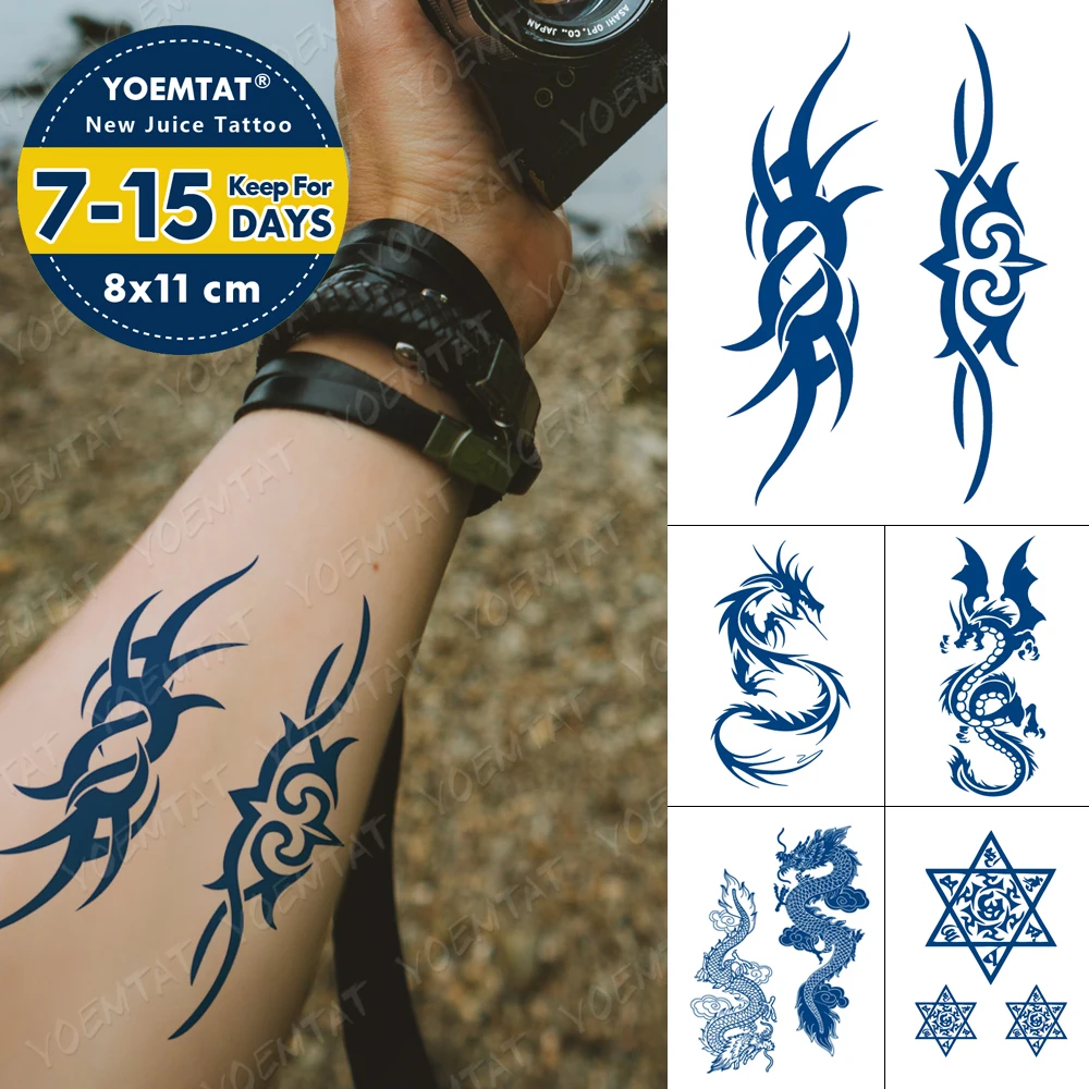 

Juice Lasting Waterproof Temporary Tattoo Sticker Flame Totem Mandala Lotus Flash Tattoos Male Arm Leg Body Art Fake Tatto Women