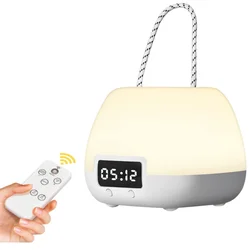 Rechargeable Night Light with Remote Control, Nursery Night Light, 3 Color Change, LED Clock Display, Kids and Adults