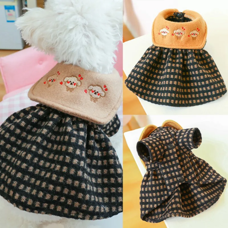 British Style Pet Dog Dress For Dogs Cats Vest Jacket Winter Chihuahua Yorkies Teddy Poodle Clothes Puppy Dress Coat Costume