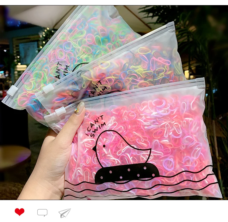 1000 Stück/Packung Bunte Kleine Einweg-Gummibänder für Mädchen, Haargummis für Pferdeschwänze, Modische Haaraccessoires – Detail 7