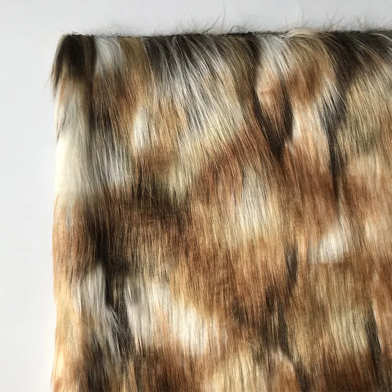 160*100cm Faux fur coffee brown square jacquard faux plush fur fabric for coat pillow case vest Fur collar plush fur tissu telas