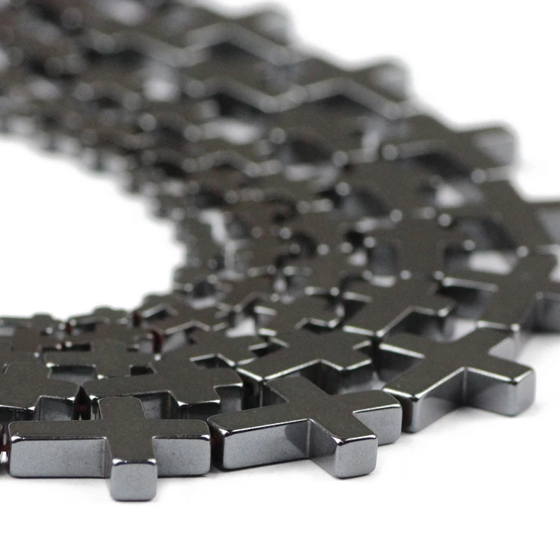 JHNBY Jesus Cross Black Hematite Beads Natural Stone 4/6/8/10MM Loose Beads For Jewelry Bracelet Making DIY Findings Accessories