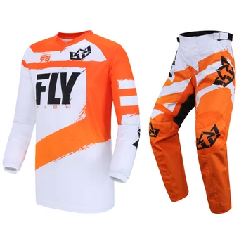 Free shipping Fly fish orange Jersey &amp; pants Combo Set MX ATV BMX MTB Riding Gear Motocross Racing Dirt Bike Set