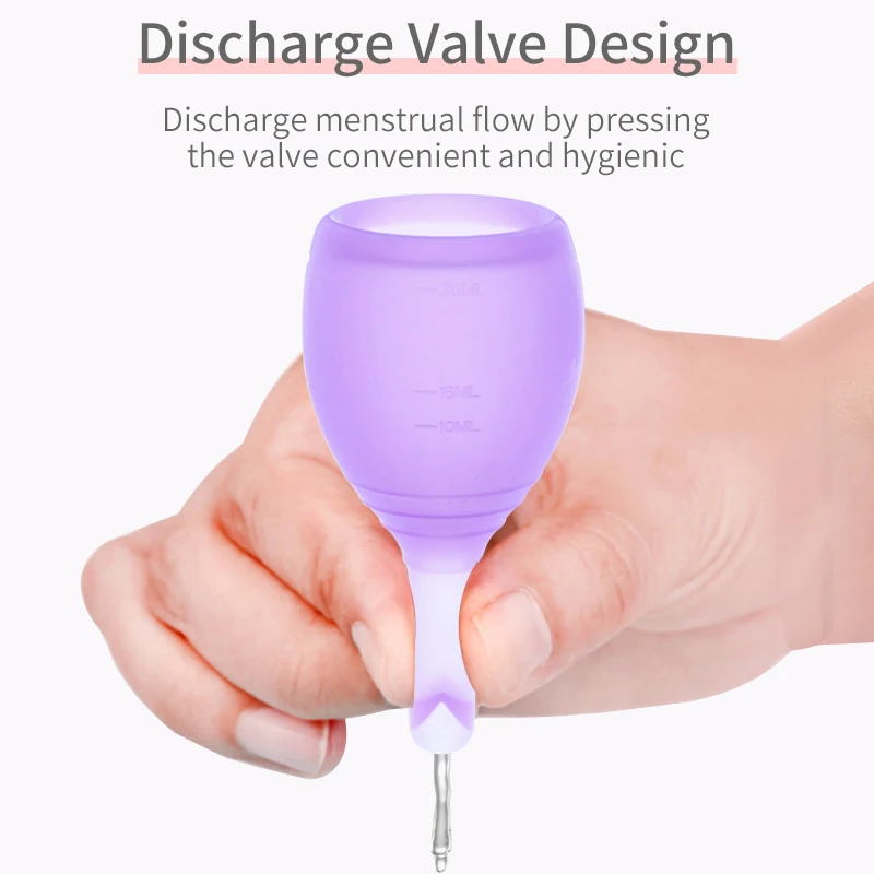 Women Menstrual Cup Lady Discharge Valve Menstrual Cup Medical Silicone Feminine Hygiene Cup For Lady Period Menstrual