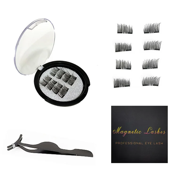 4/8pcs Magnetic Eyelashes Half Eye 2 Magnet Lash Applicator Kit Natural Crisscross Reusable 3d Mink Fake Eyelash Extension