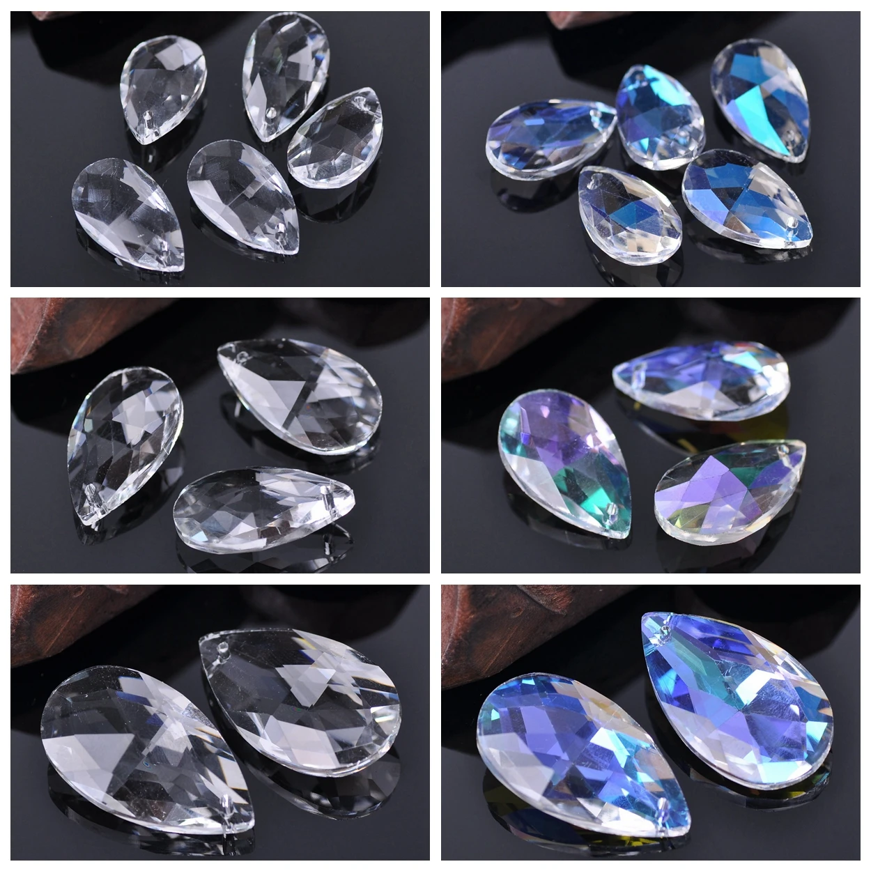 22mm 28mm 38mm Teardrop Prism Faceted Crystal Glass Loose Crafts Pendant Beads For Jewelry Making DIY Curtain Chandelier