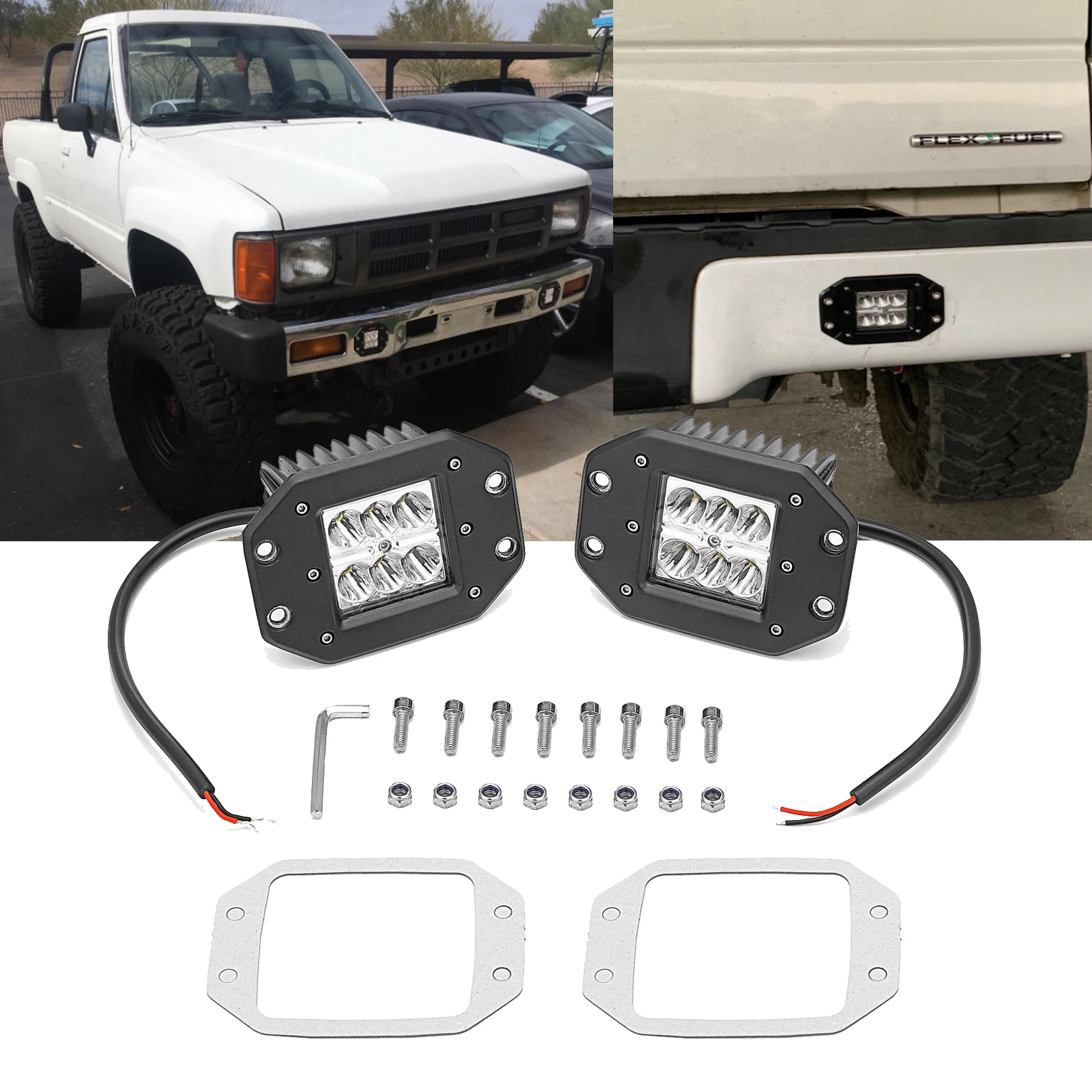 

Car Lights Universal Reverse Front & Rear Bumper Backup Flush Mount 2x 24W LED Light For Ford F150 F250 Off Road Accessories