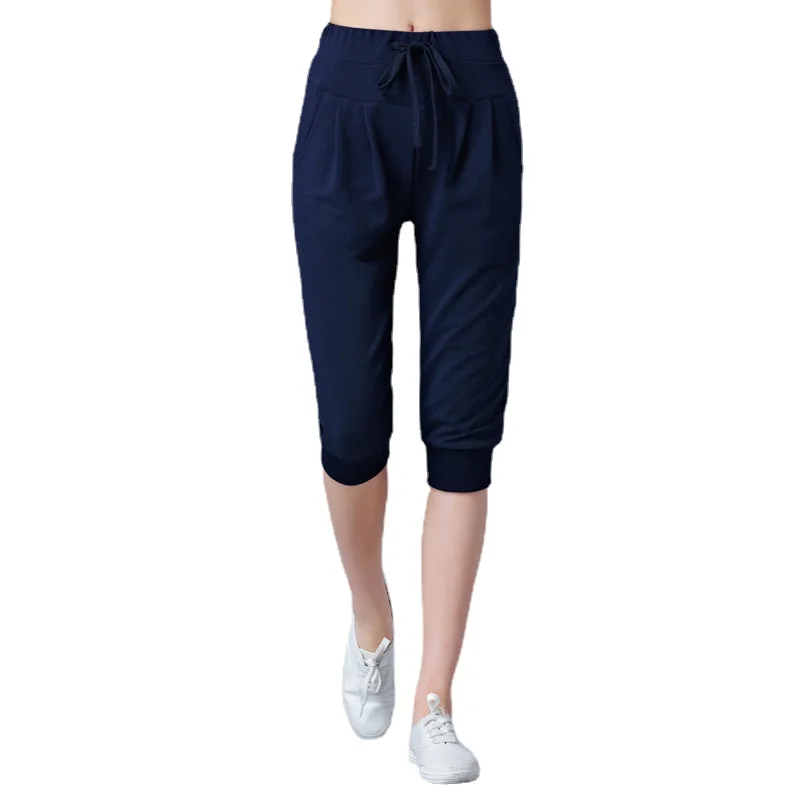 Pants for Women Summer Harem High Waisted Elastic Loose Joggers Sweatpants Calf Length Female Capris Trousers