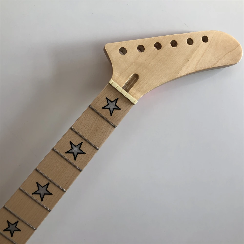 Electric Guitar Neck Maple 22fret 25.5inch Maple Fingerboard Star Inlay Gloss Banana headstock DIY