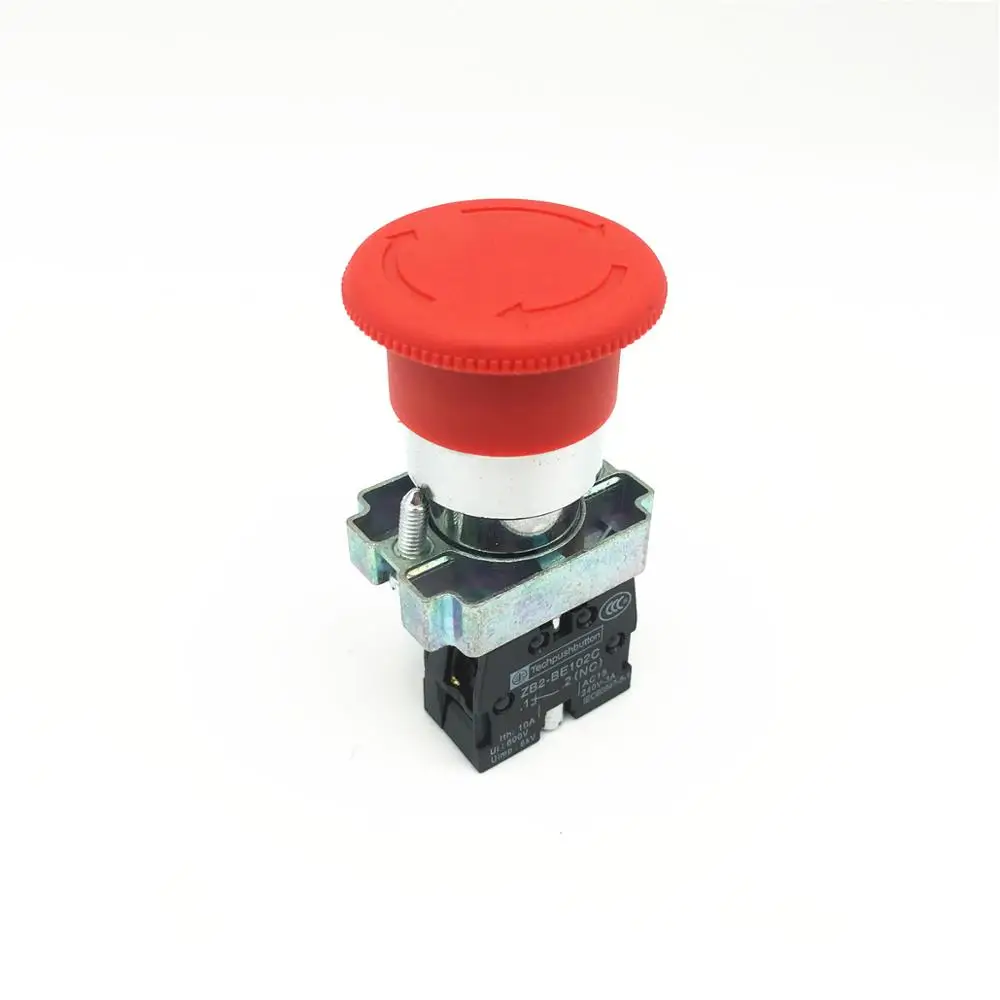 6pcs XB2 BS542 Red Mushroom Head Emergency Stop Pushbutton Latching Switch Turn to Release 1 NC Rotate Reset 22mm Mounting Hole