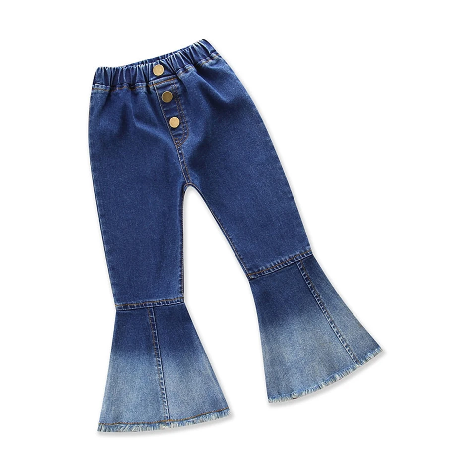 Girl Flared Jeans Ripped Jeans Wide Leg Casual Trousers Capris Pants Oversize Teenage Denim Shorts Clothes for 1 to 10T Children