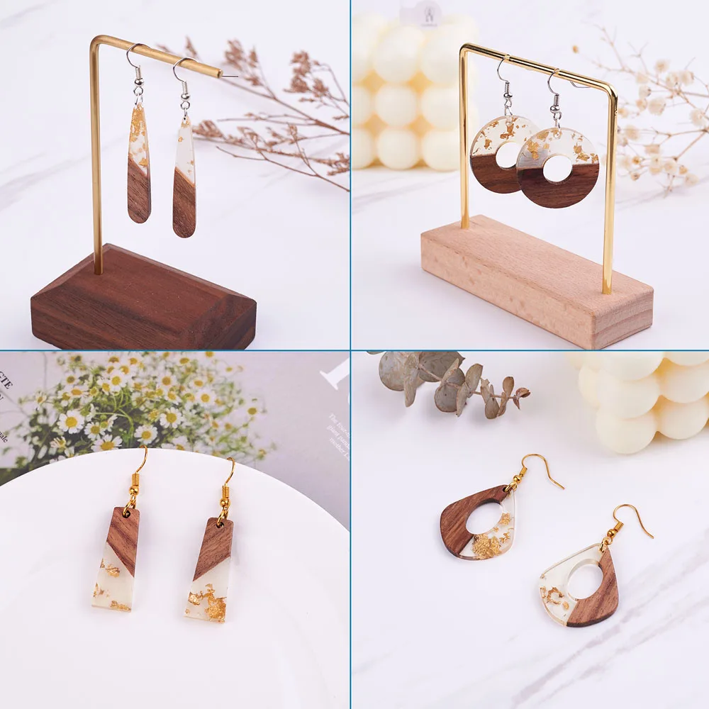 1 Set Resin Wood Pendants Geometric Charms for Dangle Earring Connectors Handmade DIY Vintage Wooden Earrings Bracelets Supplies