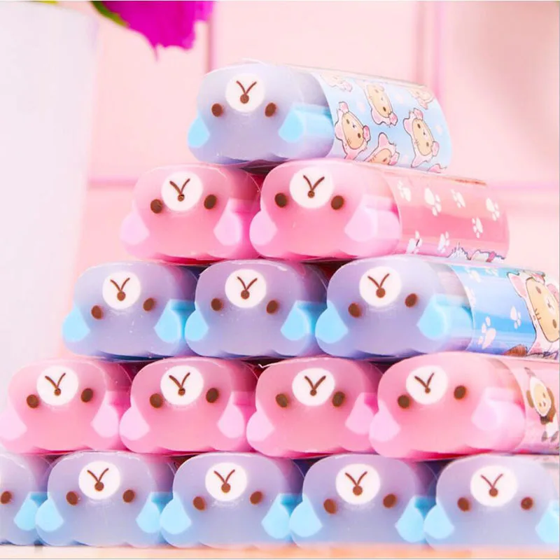 

30 pcs/lot Cartoon Bear Sliced Eraser Cute Writing Drawing Rubber Pencil Erasers Stationery For Kids Gifts school suppies