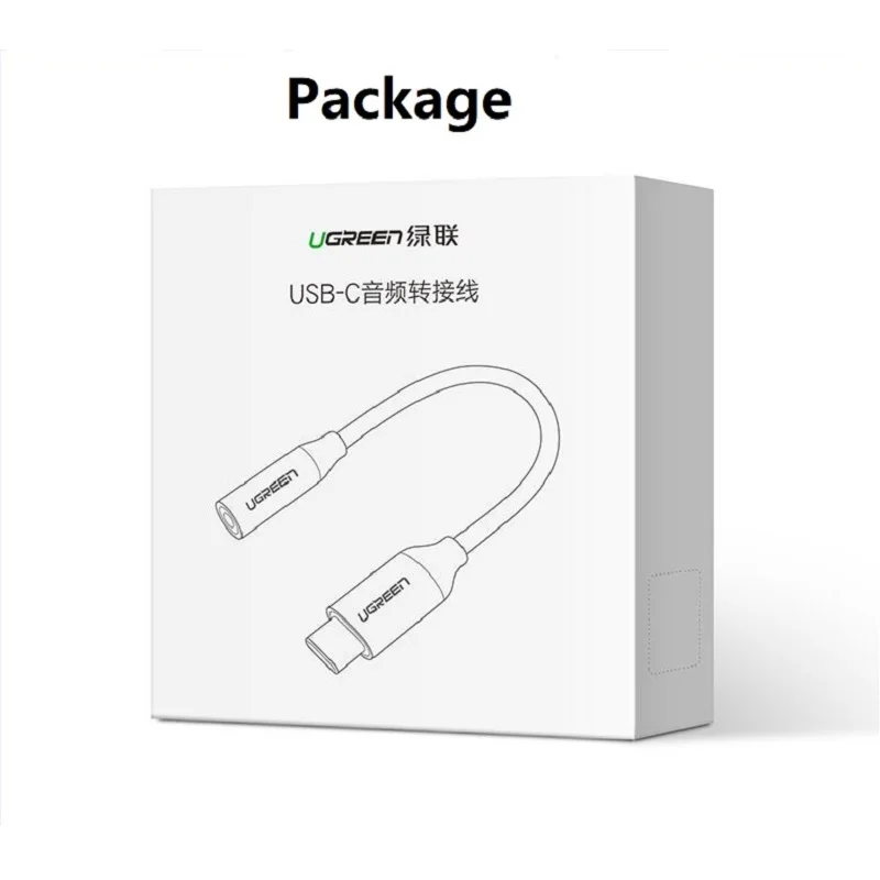 Ugreen Type C 3.5 Jack Earphone Cable USB C إلى 3.5mm AUX محول سماعات الرأس