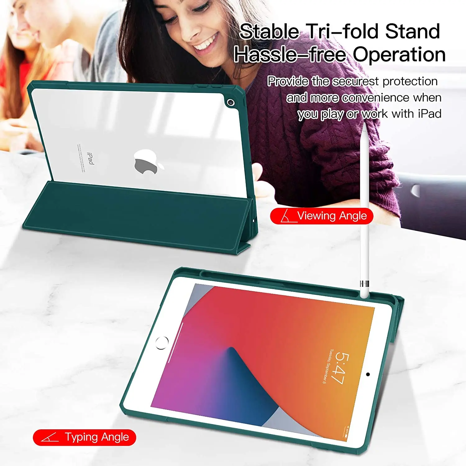 Cassa Magnetica Per iPad 10.2 9/8/7a Generazione 2021 2020 2019 Smart Cover Con Funzione Auto Sleep Wake (Rosa