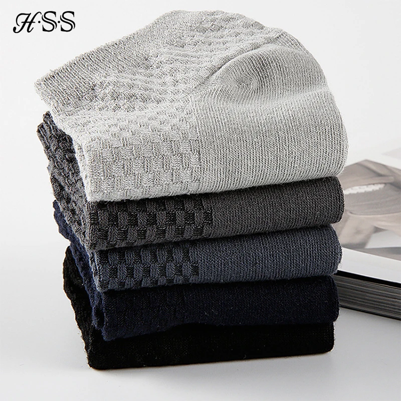 HSS 10 Pairs/Lot Men Bamboo Socks Soft Breathable Summer Winter Long Socks Black Business Casual Man Low Socks Big Size EU38-44