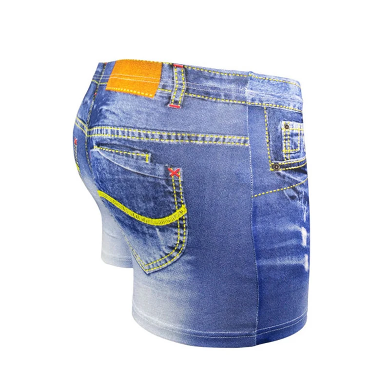 Men Denim Underwear 3D Sexy Boxers Jeans Shorts Classic Print Boxers Cotton Breathable Mens U Convex Pouch Underpants