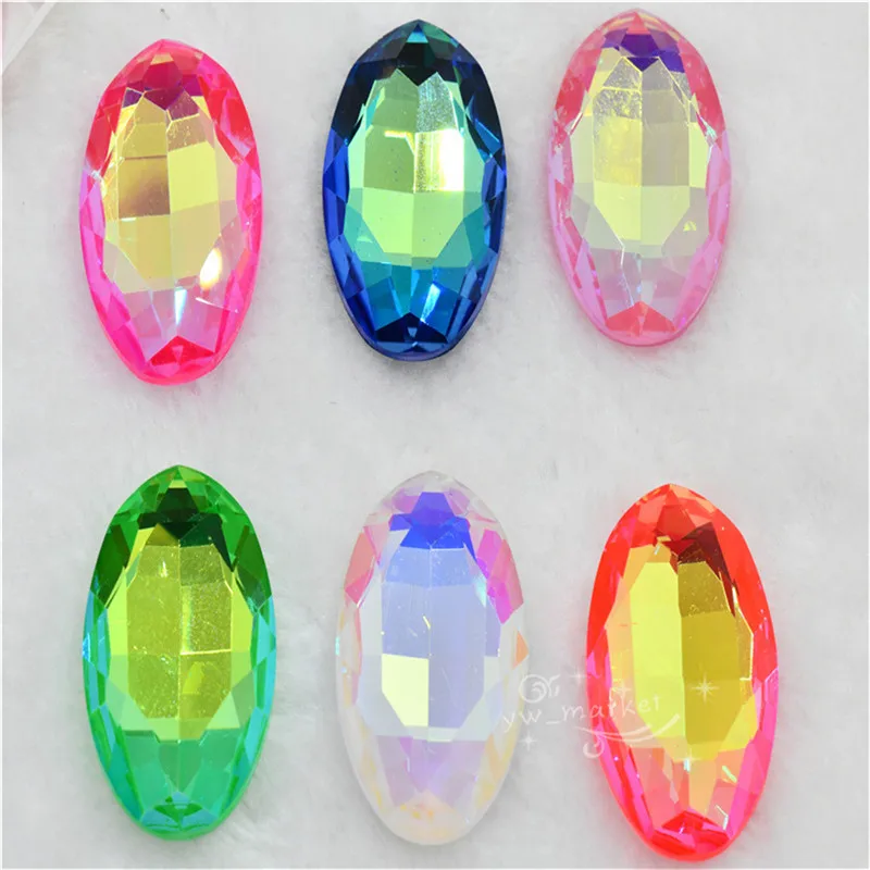 30x40mm big size Oval shape Glitter Glass fancy stones glue Rhinestone clothing necklace Accessories